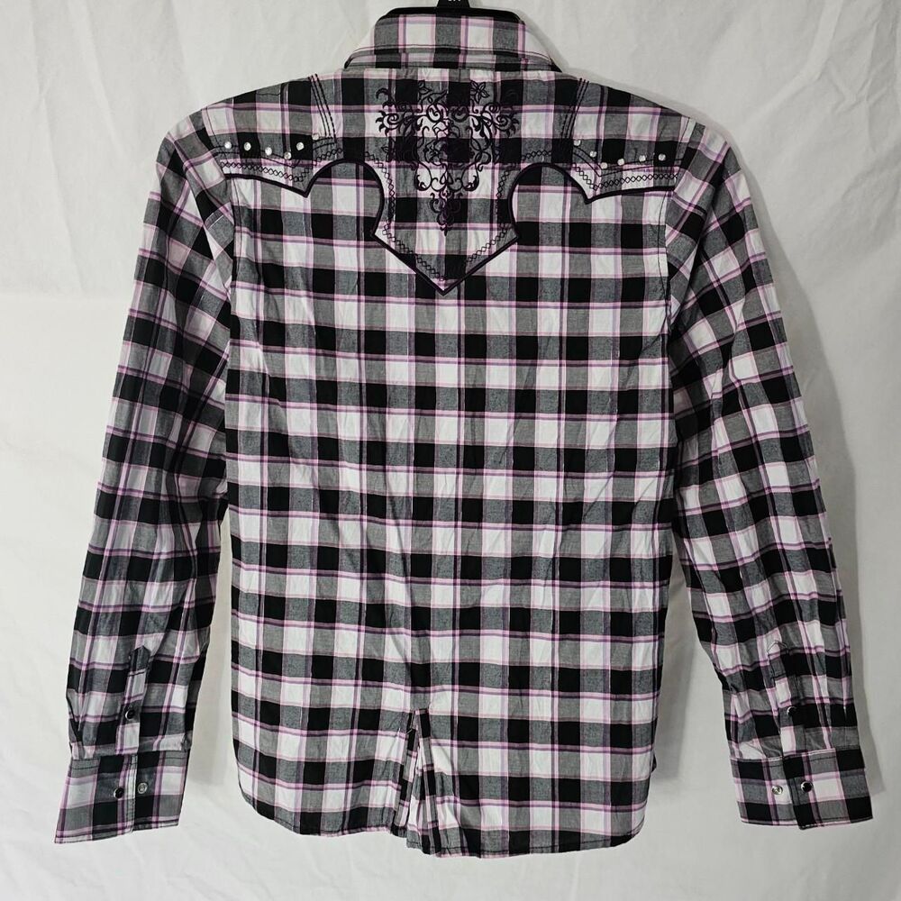 Grunge back shoulder design plaid cowgirl button down